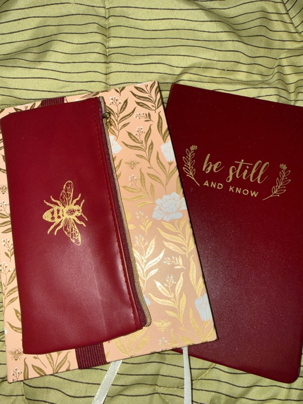 “Be Still and Know” Burgundy Journal & 2 piece Zippered Case and Notebook Set.
